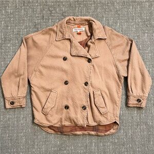 Free People Cotton Cord Double Breasted Jacket Size Medium Tan / Camel